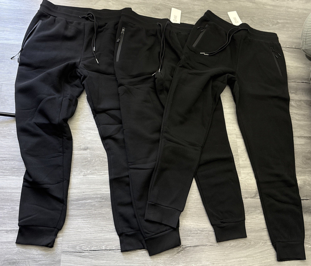 Pure Champ Sweatpants Joggers 3 Pack, Black, Large